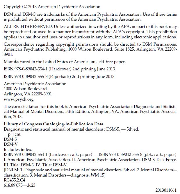 DSM-5 (2013) American Psychiatric Association